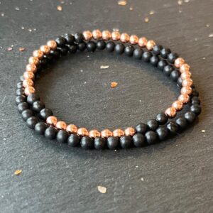 Healing Russian Shungite & Untreated Copper Bracelet Set // Grounding the Root Chakra - Stimulates Energy Flow - EMF Protective Shield