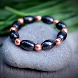 Multi Gemstone Custom Shungite + Copper Emf Protection Powerful Duo 8mm Barrel Bracelet Customizable Choose Gemstone, Color, Chakra Rainbow
