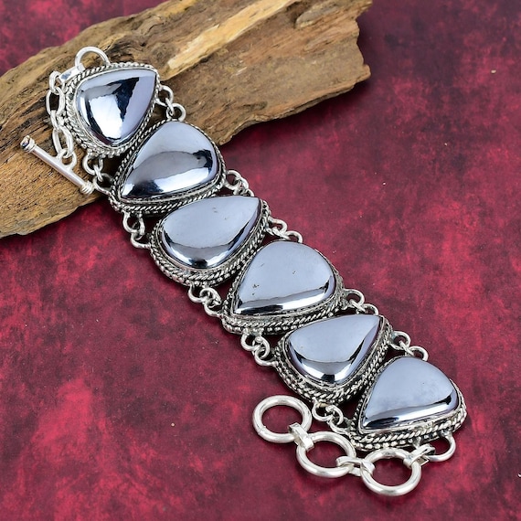 Shungite Bracelet , Natural Shungite 925 Sterling Silver Bracelet, Adjustable Chain Bracelet, Handmade Jewelry Gift For Valentine Day Gift