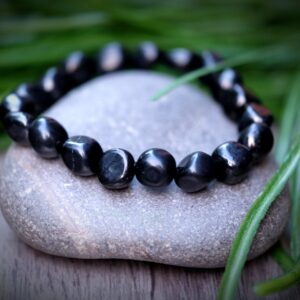 Shungite Pebble 8-11mm Tumble Small Nugget Black Shungite Bracelet