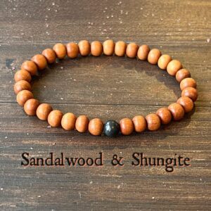 Sandalwood & Shungite Bracelet - 6mm Beads // Protection - Grounding - Emf Shield - Aromatherapy Jewelry - Spiritual Gift For Her