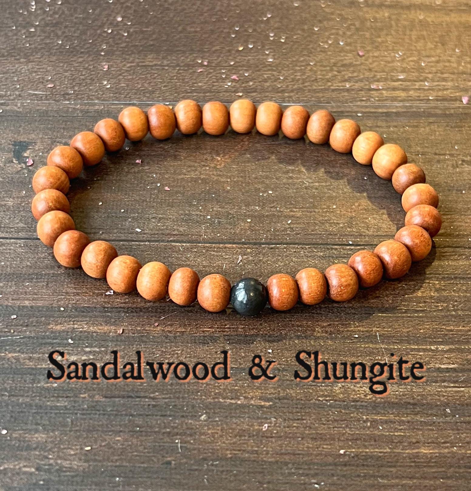 Sandalwood & Shungite Bracelet - 6mm Beads // Protection - Grounding - Emf Shield - Aromatherapy Jewelry - Spiritual Gift For Her