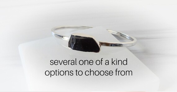 Shungite Bracelet Sterling Silver • Raw Shungite Bangle • Bangle Bracelet • Protection Stone • Sterling Bangle Bracelet • Protective Stone