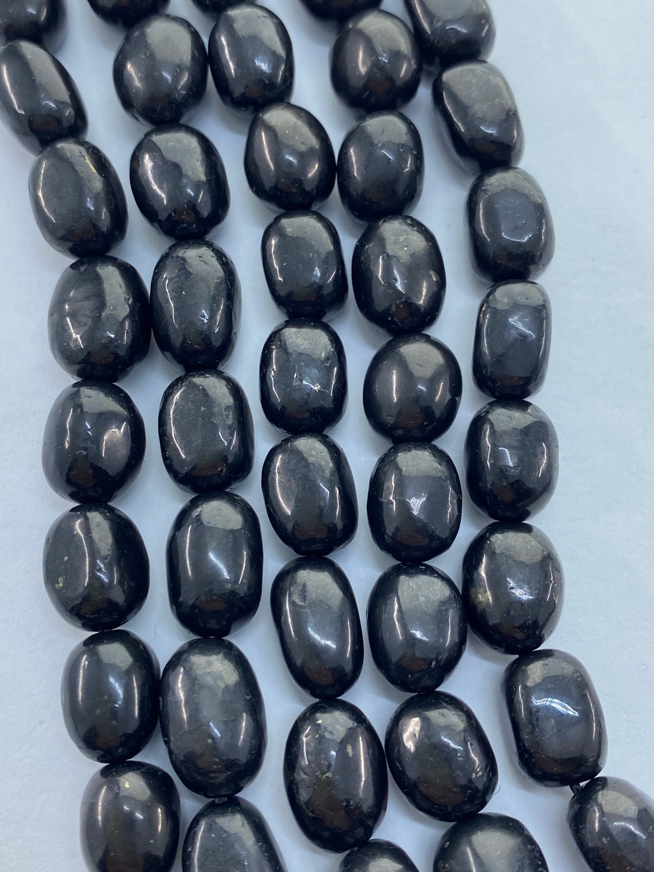 Black Shungite Nugget Gemstone Beads. 15” Strand Of 9x12mm Nuggets, Approx. 34 Per Strand. Ancient Rock Thought To Be 2 Billion Yrs. Old.
