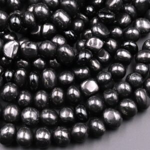 Genuine Natural Shungite Freeform Pebble Nugget Beads 6mm 8mm High Quality Black Lustrous Gemstone From Russia 15.5" Strand Genuine Natural Shungite Freeform Pebble Nugget Beads 6mm 8mm High Quality Black Lustrous Gemstone From Russia 15.5" Strand