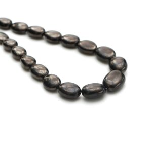 Shungite Smooth Tumble Beads, 5x6 Mm To 11.5x16 Mm, Shungite Jewelry Making Beads, Tumble Shape Shungite, 18 Inches Strand, Price Per Strand
