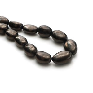 Shungite Smooth Tumble Beads, 17x22.5 Mm To 20x31 Mm, Shungite Jewelry Making Beads, Tumble Shape Shungite, 20 Inch Strand, Price Per Strand