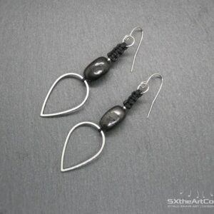 Shungite Earrings, Drop Earrings Long Stainless Steel, Emf Protection Stone, Boho Chic, Women Jewelry