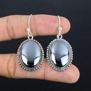 Handmade Shungite Earrings: 925 Sterling Silver Vintage Style
