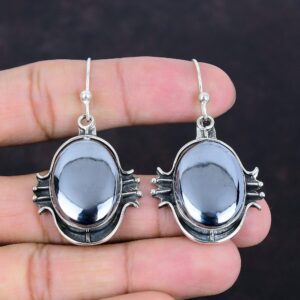 Handmade Shungite Earrings: 925 Sterling Silver Gemstone Jewelry