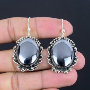 Handmade Shungite Earrings: 925 Sterling Silver Gemstone Jewelry