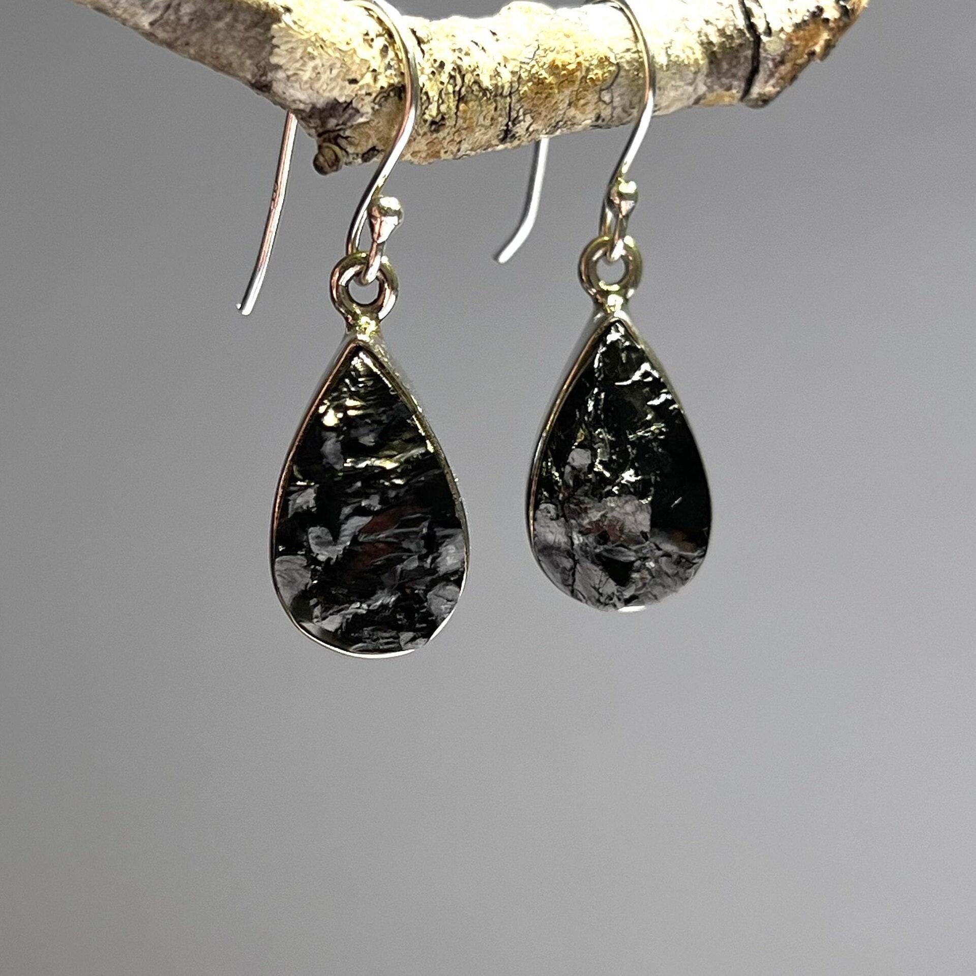 Handmade Elite Shungite Sterling Silver Dangle Earrings