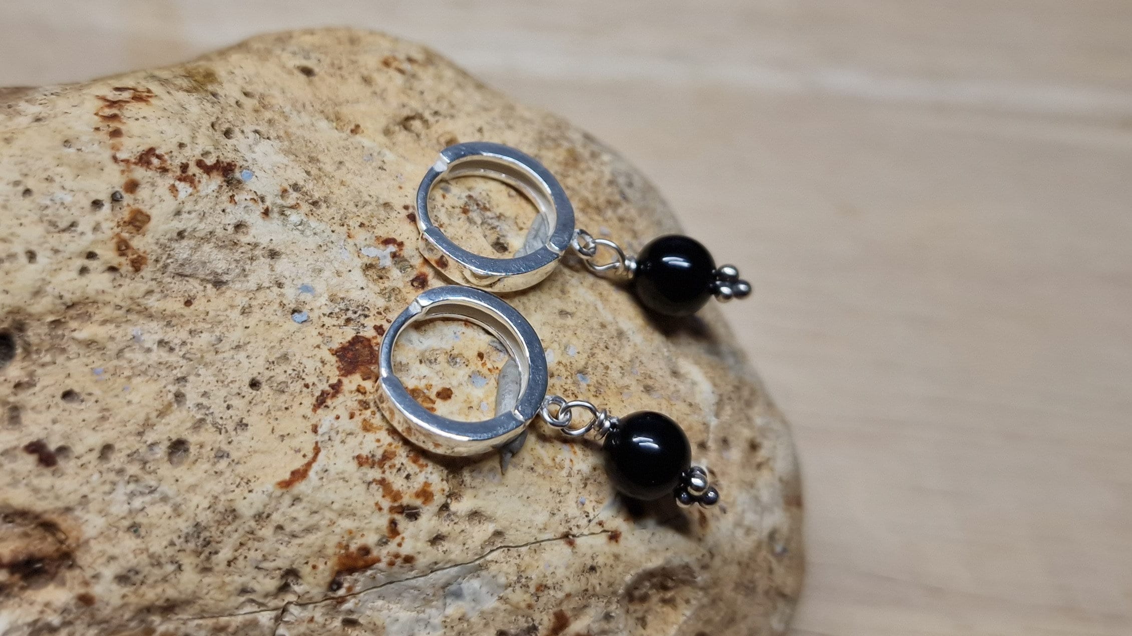 Shungite Huggie Hoop Earrings. Sterling Silver October Birthstone. Black Reiki Jewelry Uk. Minimalist Earring. Earrings For Women