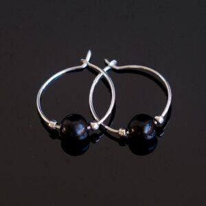 Petrovsky Shungite EMF 5G Protection 925 Sterling Silver 17mm Hoop Earrings