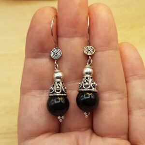 Rare Shungite Cone Earrings. Reiki Jewelry Uk. Wire Wrap Dangle Drop Earring. Bali Silver Earrings For Women.