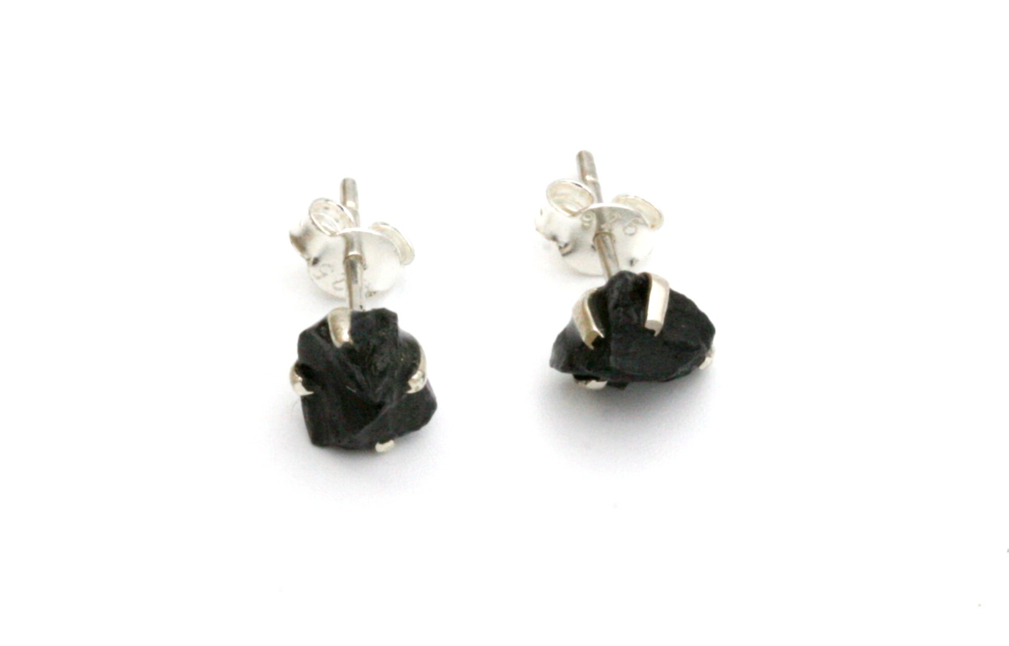 Raw Shungite Stud Earrings, Sterling Silver Posts, Healing Jewelry, Earth Chakra Stone Raw Shungite Stud Earrings, Sterling Silver Posts, Healing Jewelry, Earth Chakra Stone