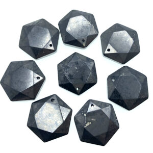Genuine Russian Shungite Pendant Anti Radiation, EMF Protection Energy Stone Grade AAA 20mm Faceted Hexagon 1 Bead (80007894-A276)
