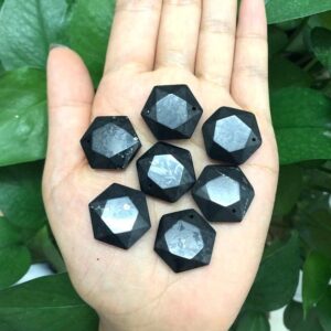 Shungite Pendant Anti Radiation, EMF Protection Energy Stone Grade AAA 20mm Faceted Hexagon Beads (80007894-A276)