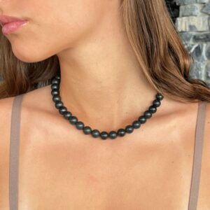 10mm Shungite Necklace // EMF Protection Shield - Grounding Crystals - Root Chakra Support - Chunky Large Bead Shungite