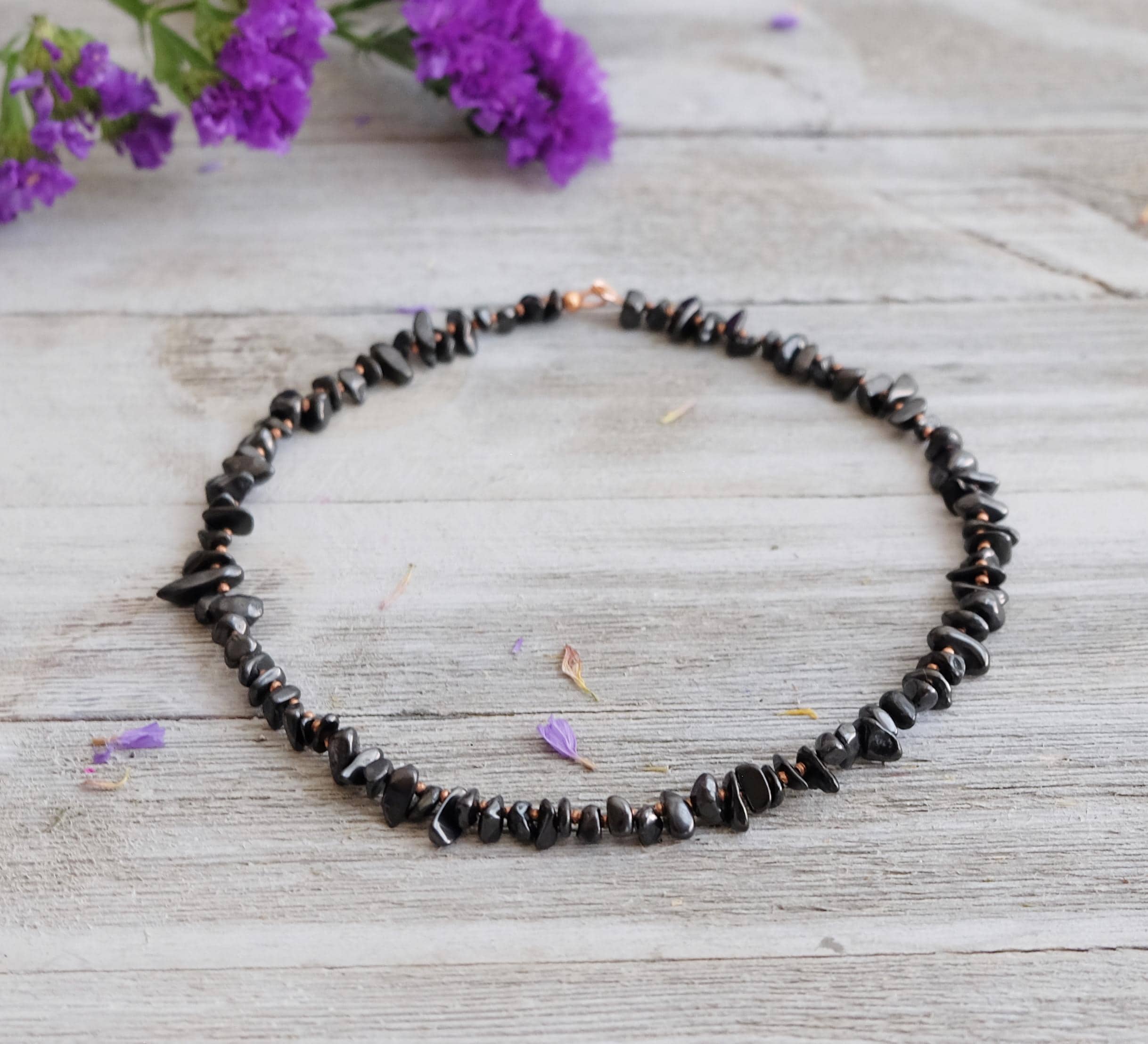 Shungite 1mm Copper Spacer Bead Nugget Black Chip Necklace Your Choice Length Custom Made Pure Copper Hook Clasp Shungite 1mm Copper Spacer Bead Nugget Black Chip Necklace Your Choice Length Custom Made Pure Copper Hook Clasp