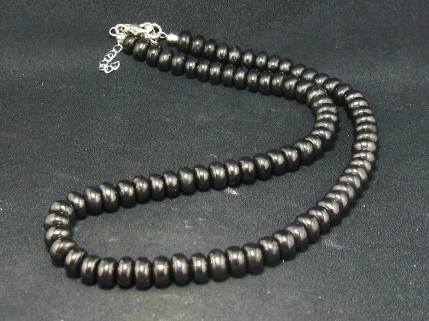 Shungite Necklace With 8mm Rondelle Beads From Russia - 18"
