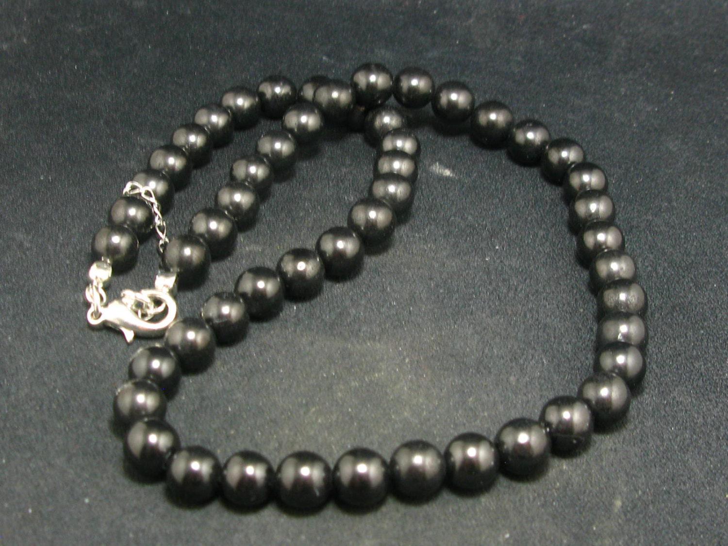 Shungite Necklace With 8mm Round Beads From Russia - 18"