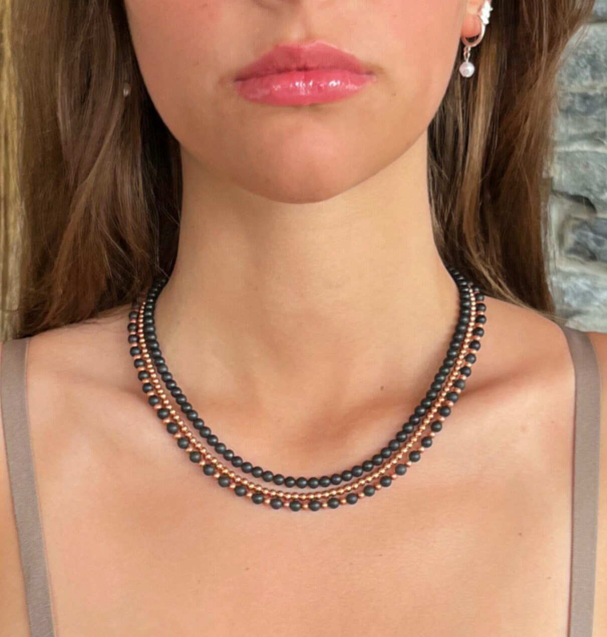 Shungite & Copper Necklace Set // Emf Protection Shield - Grounding Crystals - Root Chakra Support - Layering Jewelry - Energy Flow