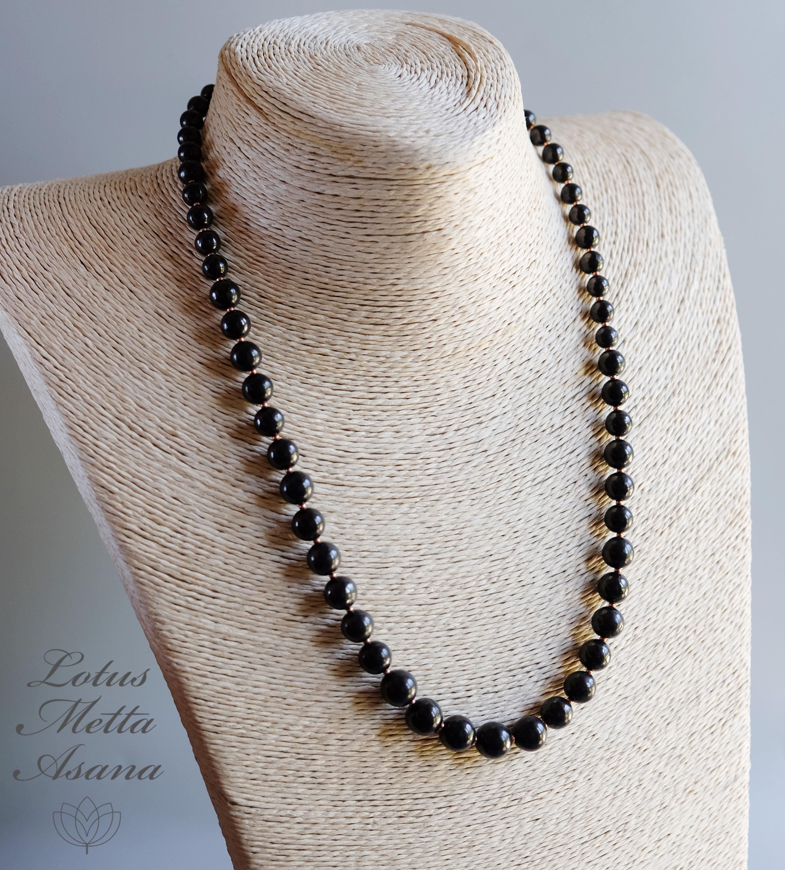 Shungite Custom Length Graduated With Copper Emf Protection Healing 6-10mm Necklace Solid Copper S Clasp Or Plated Lobster Claw Clasp
