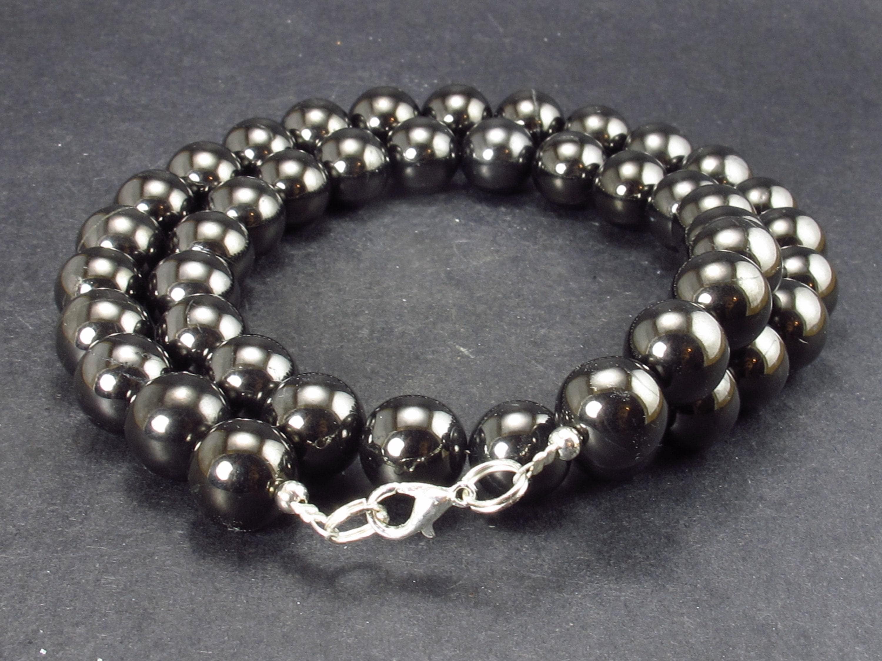 Elite Shungite Necklace With 10mm Round Beads From Russia - 18"