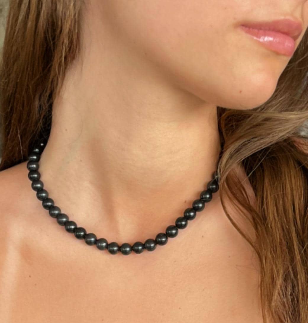 Shungite Necklace // Emf Protection Shield - Grounding Crystals - Root Chakra Support - 8mm Beads