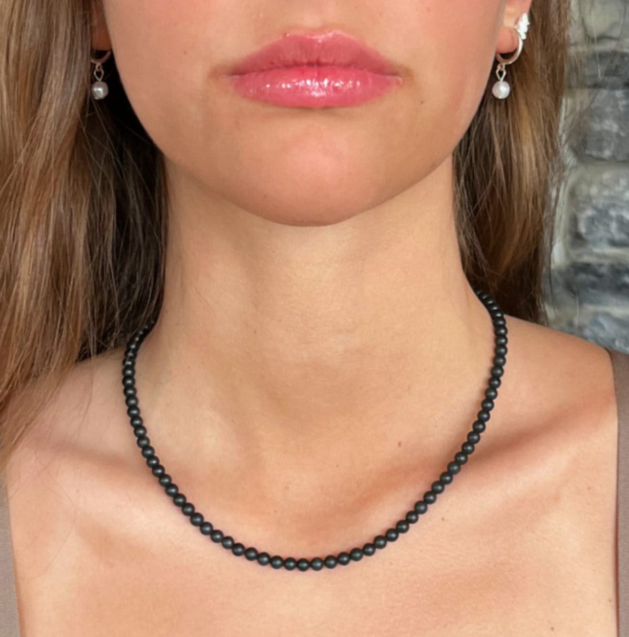 Shungite Necklace // Emf Protection Shield - Grounding Crystals - Root Chakra Support - 4mm Beads