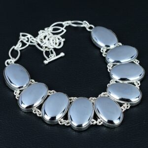 Shungite Gemstone Necklace: Handmade 925 Sterling Silver, Adjustable Chain