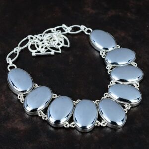 Shungite Gemstone Necklace: Handmade 925 Sterling Silver, Adjustable Chain