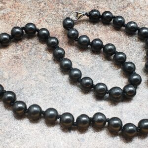 Shungite Hand Knotted Necklace With Stainless Steel Lobster Claw Clasp