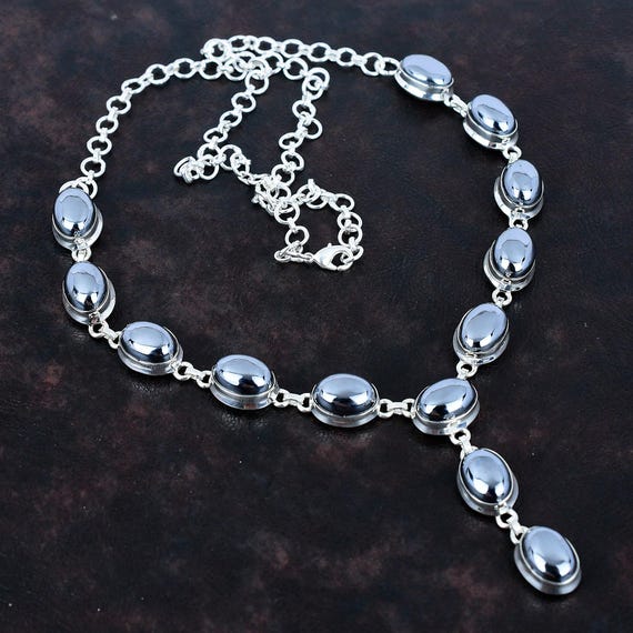 Handmade Shungite Necklace: 925 Sterling Silver, Adjustable Chain Handmade Shungite Necklace: 925 Sterling Silver, Adjustable Chain