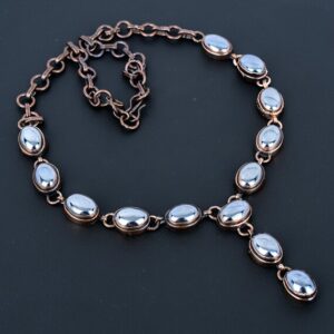 Handmade Electroformed Copper Shungite Necklace - Adjustable Chain