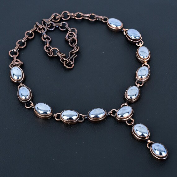 Handmade Electroformed Copper Shungite Necklace - Adjustable Chain