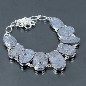 Handmade Shungite Rough Gemstone Necklace: 925 Sterling Silver, Adjustable