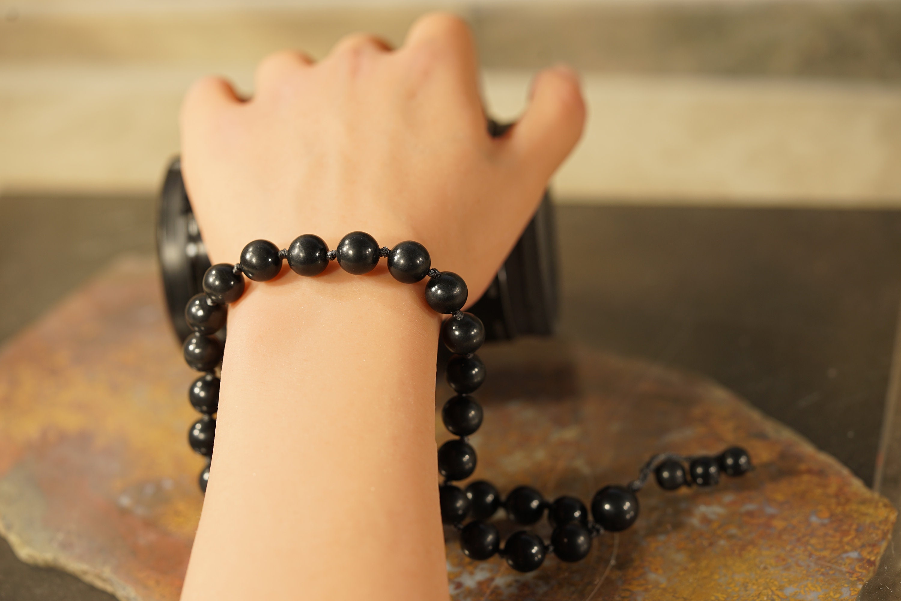 Karelian Shungite Pocket Mala • High Quality Shungite • Shungite Worry Beads • 4mm • 6mm • 8mm • 10mm • • 27+1 • Ag4806