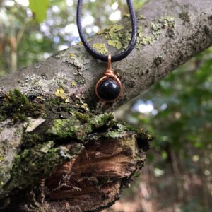 Minimalist Shungite Necklace: 8mm Bead, Waxed Cotton Cord