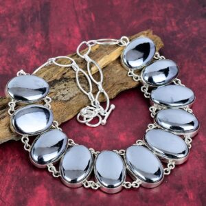 Natural Shungite Silver Necklace 925 Solid Sterling Silver Jewelry Shungite Gemstone Jewelry Adjustable Chain Necklace Mother's Day Gifts