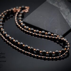 Non-tarnishing Pure Copper, Shungite 4mm, 6mm, 8mm Beaded Necklace Pure Copper Clasp, Petrovsky Optional