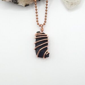 Raw Shungite Necklace In Copper: Emf Protection Crystal Jewelry