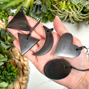 Shungite Necklace | 5 Styles | - No. 283 (polished Black Crystal Jewelry, Root Chakra, Grounding)