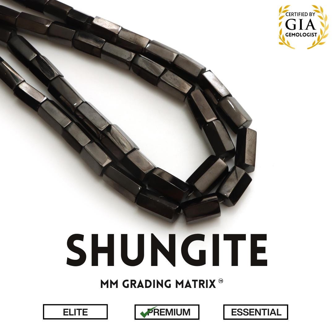 Shungite Faceted Cylinder Beads, 6x11.5 To 8x15 Mm, Shungite Jewelry Making Beads, Cylinder Shape Shungite, 18 Inch Strand, Price Per Strand