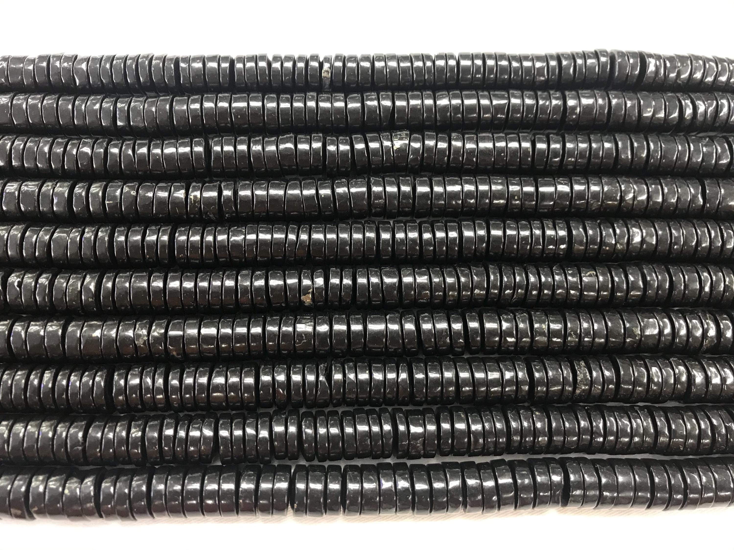 Genuine Shungite 6mm - 10mm Heishi Black Gemstone Loose Beads 15 Inch Jewelry Supply Bracelet Necklace Material Support Wholesale Genuine Shungite 6mm - 10mm Heishi Black Gemstone Loose Beads 15 Inch Jewelry Supply Bracelet Necklace Material Support Wholesale