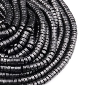 Genuine Natural Shungite Heishi 6mm 8mm Beads High Quality Black Lustrous Gemstone From Russia 15.5" Strand