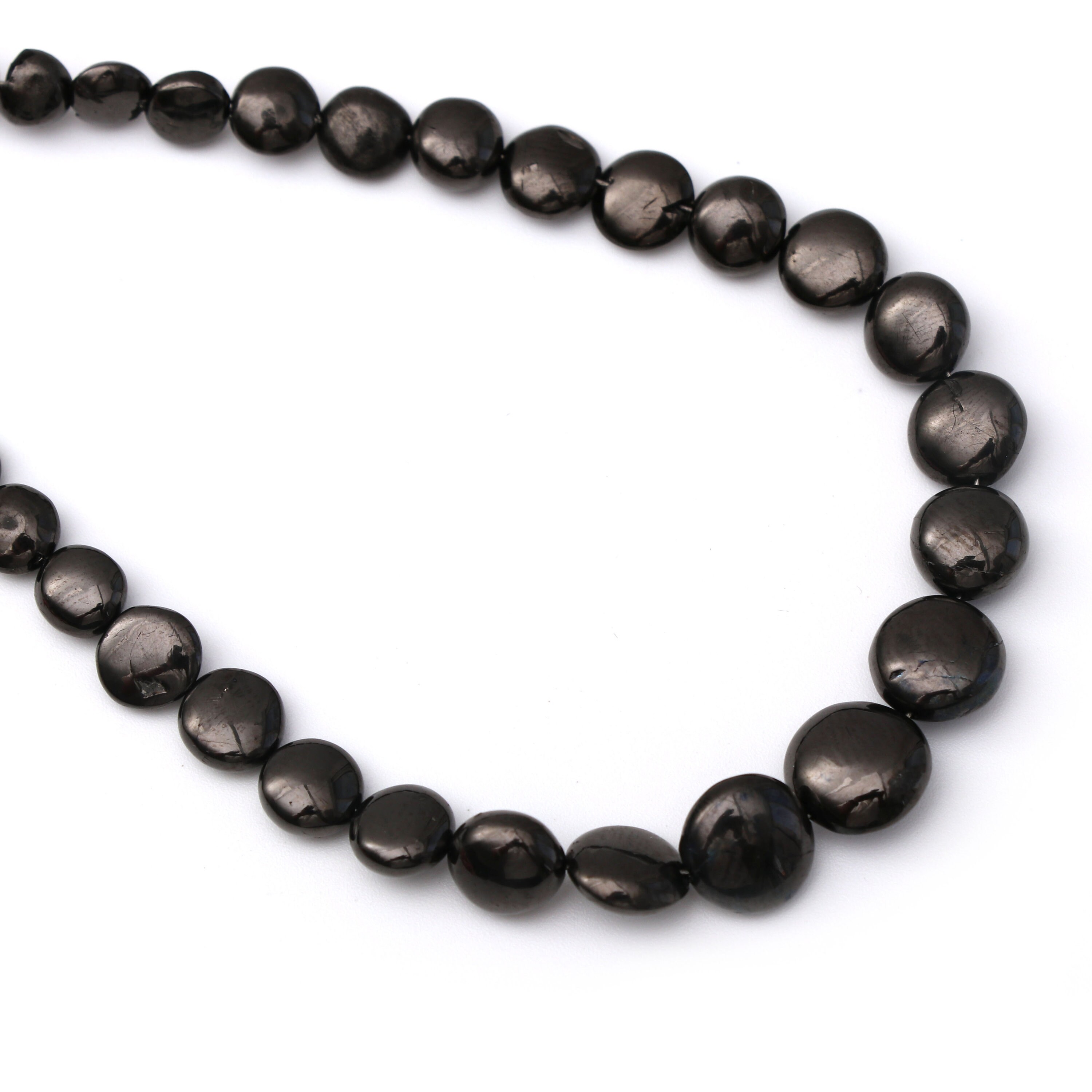 Shungite Smooth Coin Beads, Shungite Coin - 2x4 Mm To 4x9 Mm - Shungite - Gem Quality , 8 Inch/ 20 Cm Full Strand, Price Per Strand