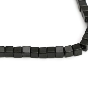 Shungite Smooth Cube Beads, Shungite Cube - 6 mm - Shungite - Gem Quality , 17 Cm Full Strand, Price Per Strand