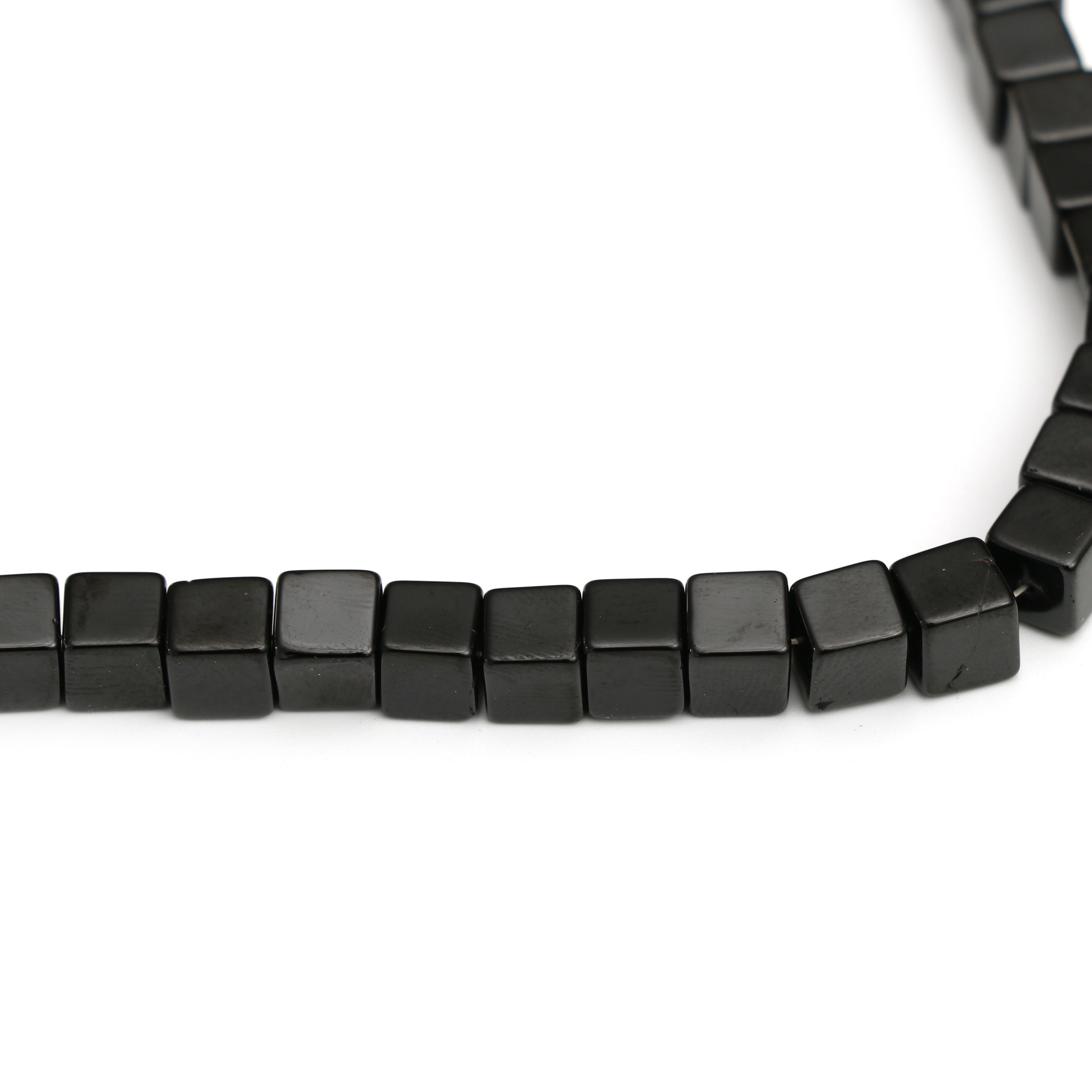 Shungite Smooth Cube Beads, Shungite Cube - 6 Mm - Shungite - Gem Quality , 17 Cm Full Strand, Price Per Strand